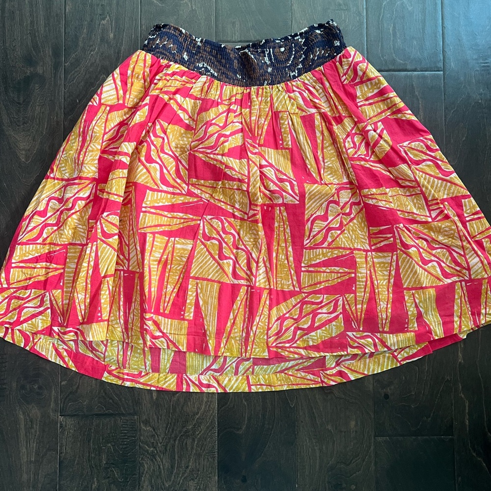 Anthropologie Vanessa Virginia Pink and Yellow A-Line Skirt